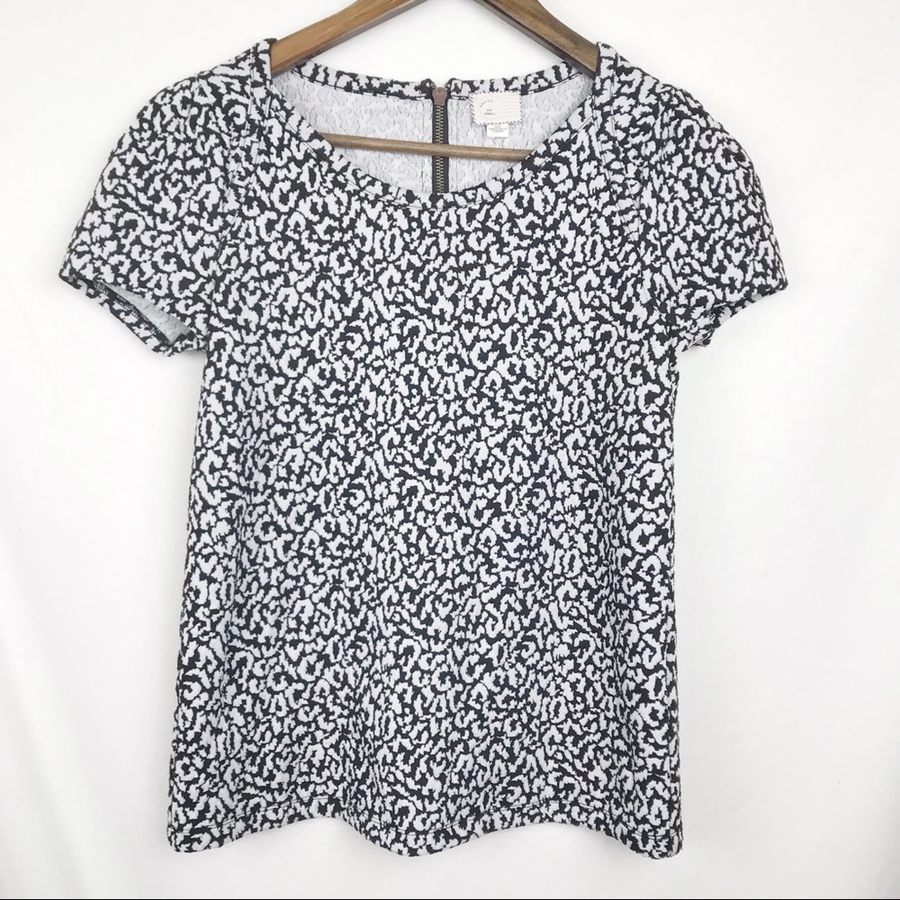 Anthro Postmark Black And White Animal Print Top